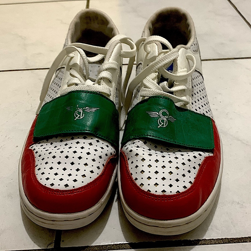 We’re selling creative recreation shoes green white and red